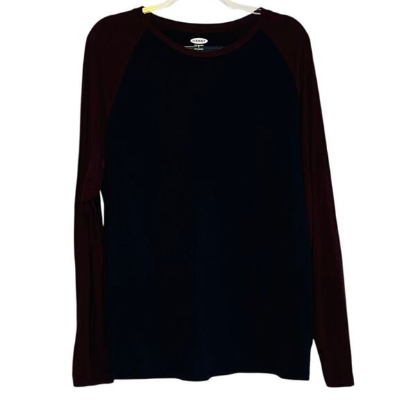 Raglan Blue Burgundy Long Sleeve L - Picture 1 of 3